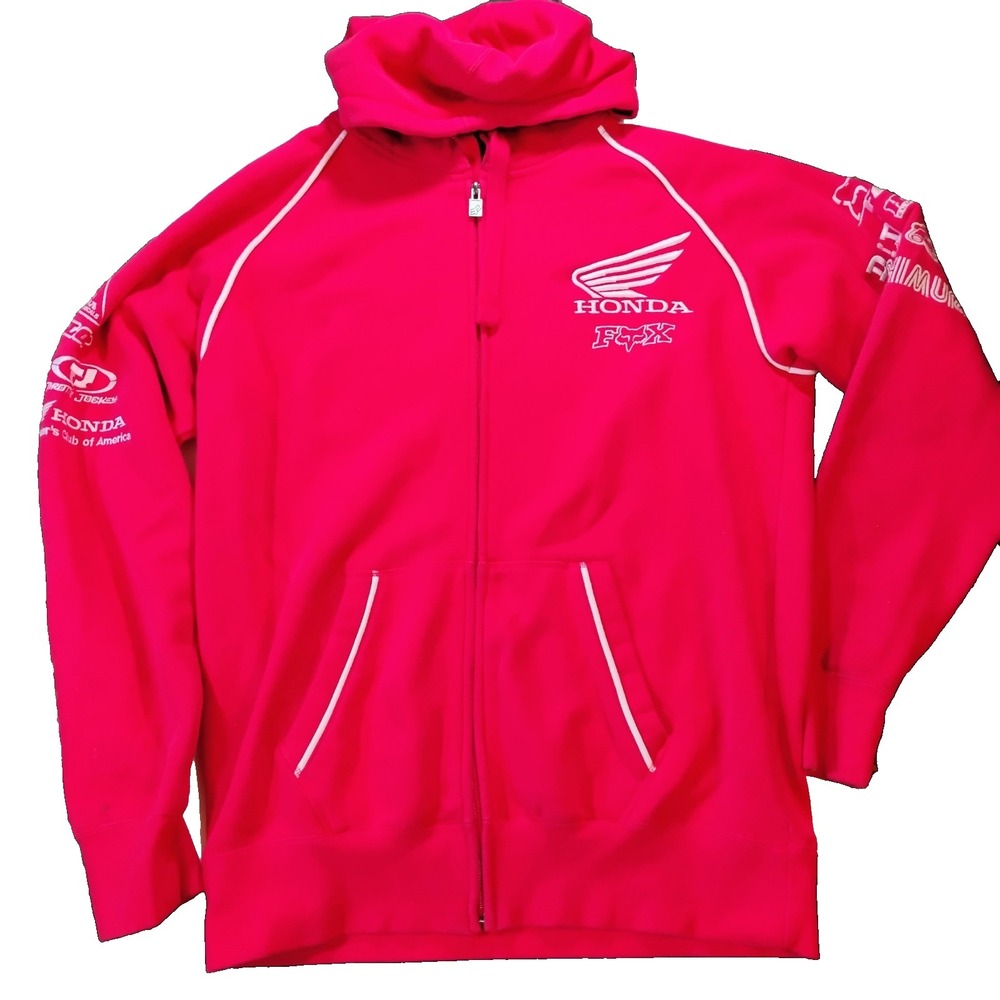 Vintage Honda Fox Racing Factory Sponsors Sweatshirt Hoodie Men's Red Large